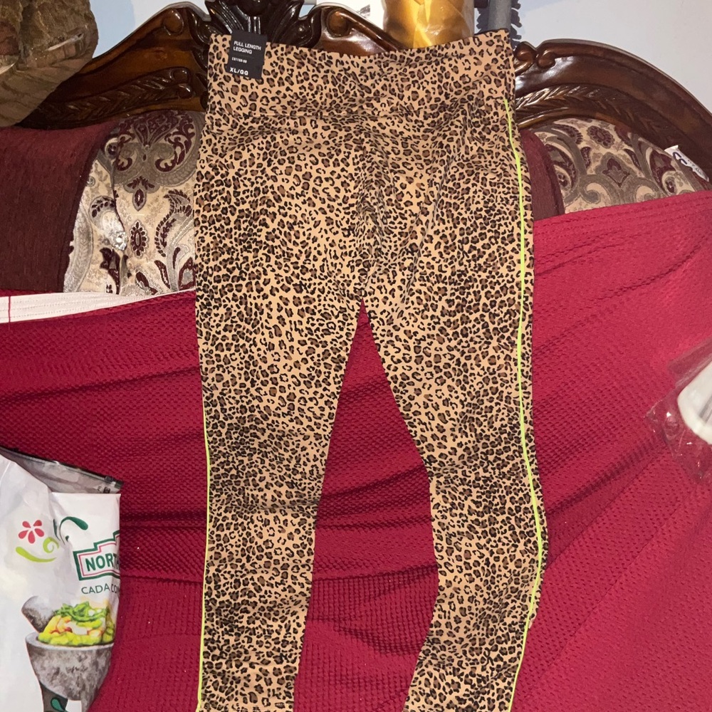 Y2K / 90s Vibe Leopard Tights Neon Accent - NWT Cotton On XL